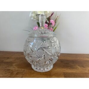 Vintage Bohemia Glass Covered Candy‎ Jar Czech Crystal Apothecary Lidded Bonbon